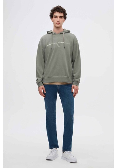 D's Damat Relaxed Fit Haki Nakışlı Sweatshirt 3ECE24ORT0493 Haki