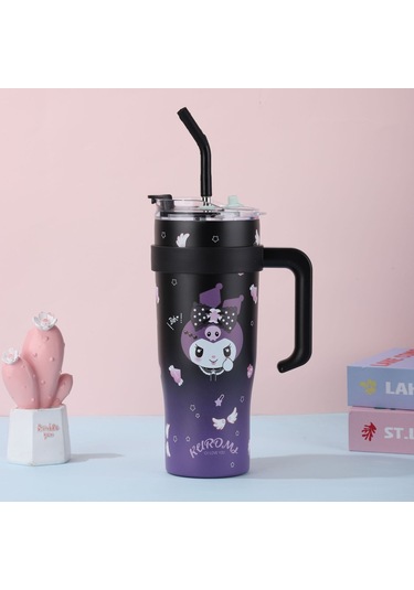 Aubyhe Mor 304 Çelik Süper Kapasiteli Sıcak-sojuk Saklama Özelliği Araba Kupa, Pipetli Muhafaza Bardağı Mor