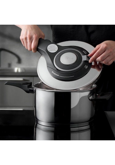 Jumbo Procook 4,5 Lt Siyah - Gri Düdüklü Tencere Gümüş - Siyah