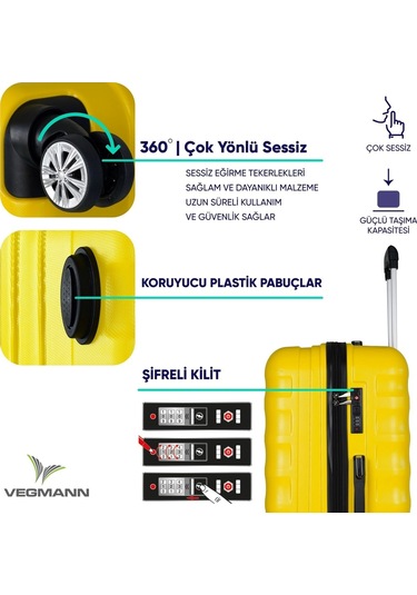 Vegmann Delphin Sarı Kabin Boy Valiz Sarı
