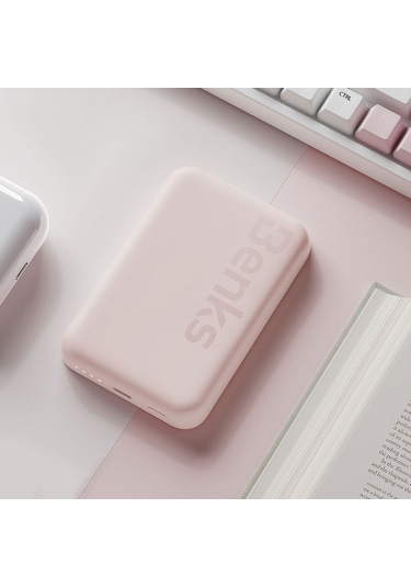 Magsafe Powerbank Benks Mp10 İnce Tasarımlı Powerbank 6000mah Pembe