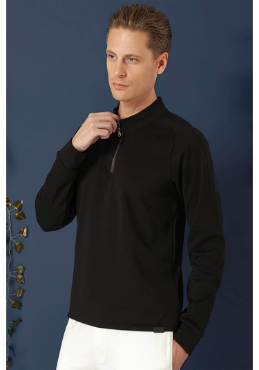 Swt 012 Swea Slim Fit Siyah Spor 47 - Sweatshırt Siyah