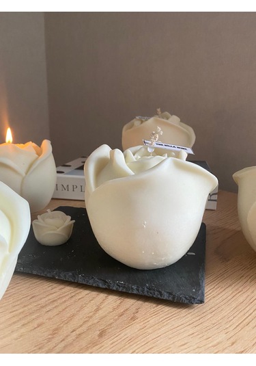 Büyük Boy Gül Hediyelik Mum % 100 Soya Mum