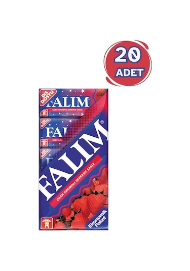 Falım Çilek Aromalı Şekersiz Sakız 5'li 20 x 35 G