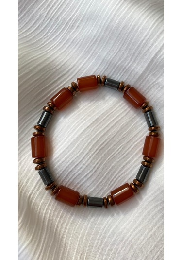 Akik Ve Hematit Doğal Taşı Bileklik Çok Renkli