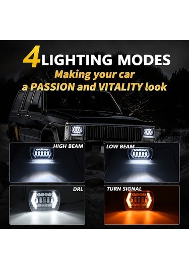 Pazly C0065 1 Adet 7 İnç Kare Led Far 7x6 5x7 İnç Yüksek/düşük Far Aydınlatma