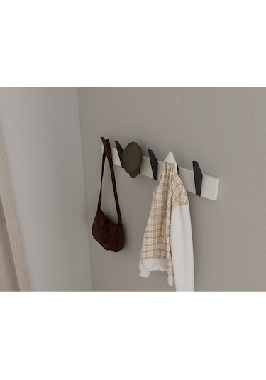 Hepsi3boyutlu Modern Duvar & Kapı Kanca Askılık - 6 Adet Siyah Kanca Askılık - Model No : 4 Siyah