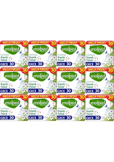 Molped Pure & Soft Hijyenik Ped Gece 12 x 30'lu