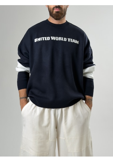 Cocopelli Oversize New York Erkek Lacivert Triko Coc2597 Lacivert