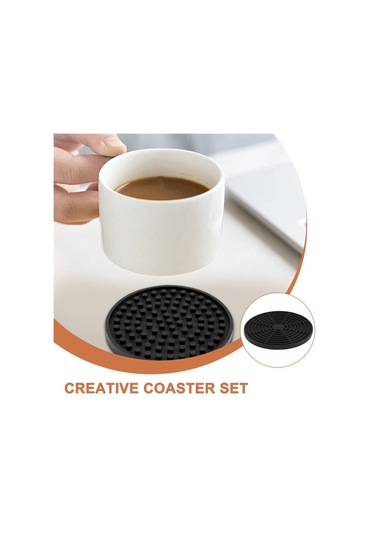 Xurunkeji Siyah Yuvarlak Silikon Kauçuk Bardak Altlıkları 6'lı Set Kaymaz Evler Ve Barlar İçin Mükemmel Siyah