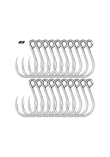 Vkemall Deniz Balıkçılığı İçin Yüksek Karbon Çelik Telli İğneler 4 Numaralı, 20 Adet Paket