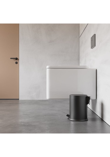 Zift Unique Paslanmaz Çelik Mat Siyah Çöp Kovası, Pedallı Ve Amortisörlü Modern Çöp Kovası 5lt Siyah