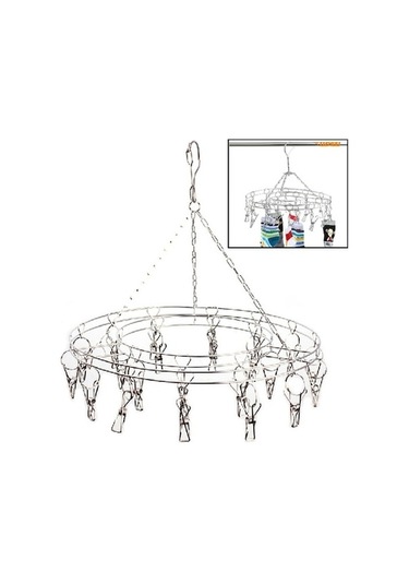 Novahub Yuvarlak Paslanmaz Çelik Elbise Askısı 20 Klipsli, Geniş Uygulama Alanlı Kırmızı