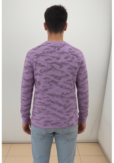 Axxel Erkek Lila Sweatshirt-w1083 Mor 2 İplik Şardonsuz