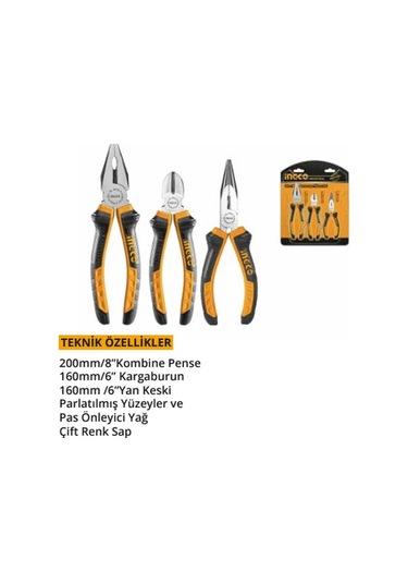 İngco HKP 508318 Pense Kargaburun Yankeski Takımı