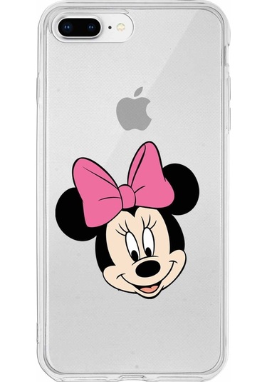 Apple Uyumlu iPhone 7 Plus Kapak Minnie Mouse Tasarımlı Şeffaf Silikon Kılıf Şeffaf