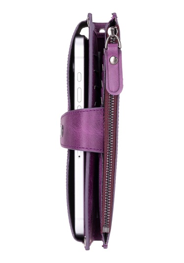 Bloominbag Lozan Strap Mulberry Velvet Gerçek Deri Çapraz Askılı Cüzdan Çanta Mor
