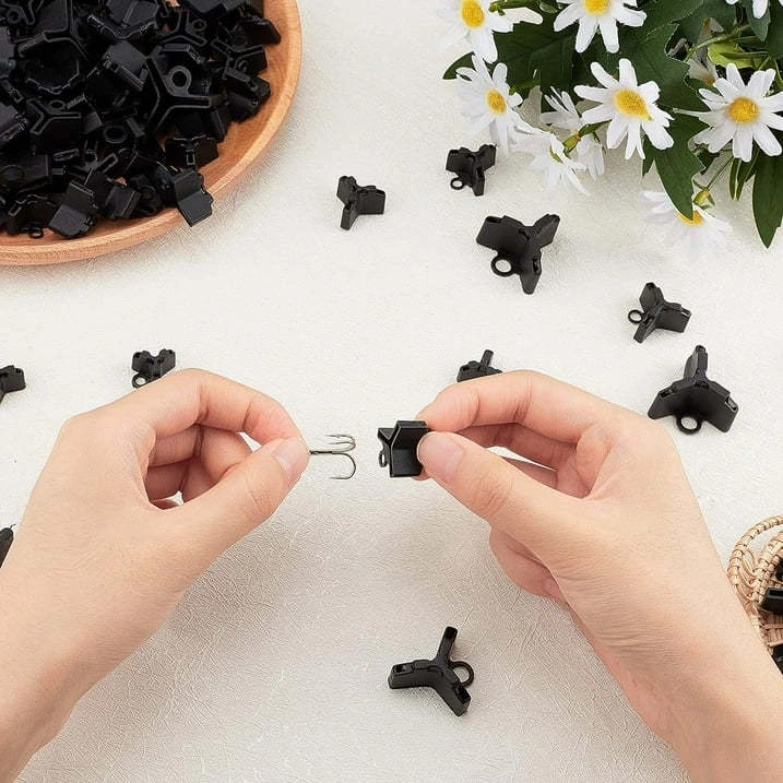 Xiyyadms 150 Adet Siyah Üçlu İğne Koruması - 1 2 3 4 5 Boyutları - Balık İğnesi Korumalı Aksesuar Seti