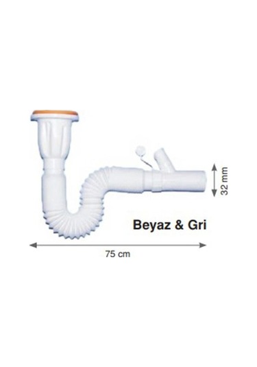 Körüklü Lavabo Sifonu Tahliyeli Krom