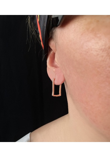 Rose Dikdörtgen Gümüş Küpe Gümüş