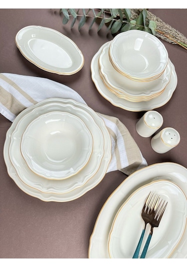 Porser Altın File Fulya Yemek Takımı 12 Kişilik 53 Parça Fly53ykprs1082 Çok Renkli