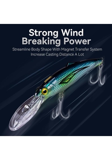 Krallık Kingpro Om145/160 Trolling Lures İçin Minnow Wobblers 74g Deniz Balıkçılığı Cazibesi İçin Büyük Yapay Yüzen Balıkçılık Jerkbait