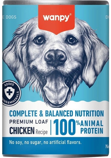 Wanpy Tahılsız Tavuklu %100 Gerçek Et Konserve Köpek Maması 375gr