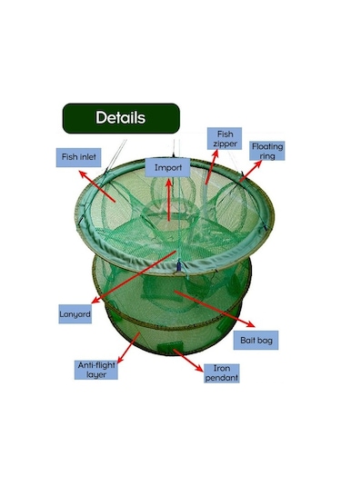 Novahub Balıkçılık Ekipmanı Ağ Karides Kafesi Kafes Elle Atma Otomatik Katlayan Yuvarlak Kafes, Küçük Boy