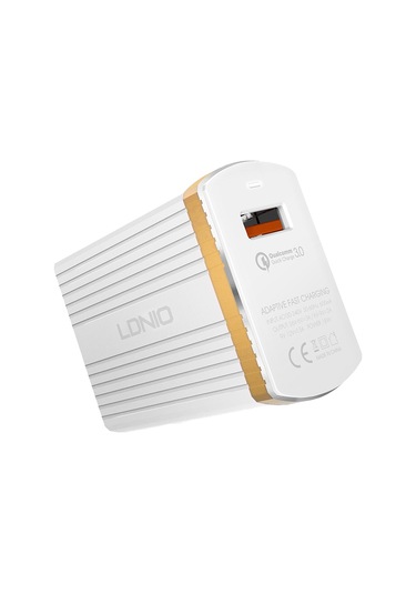 Ldnıo A1302q 2 İn 1 18w Qc3.0 Usb Arayüz Izgara Şekili Seyahat Şarj Cihazı Tip-c / Usb-c Veri Kablosu İle Cep Telefonu Şarj Cihazı, İngiltere Fişi Diğer