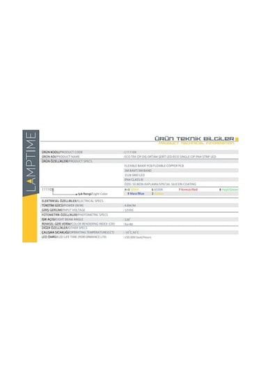 Şerit Led Tek Çipli Dış Mekan Yeşil Lamptime 111108 (5 Metre)
