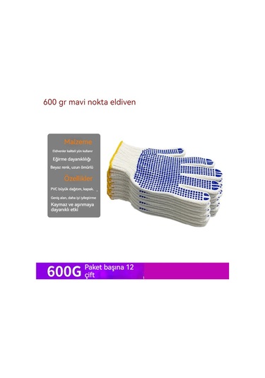 Boncuk Koruyucu Eldivenler İş Koruma Eldivenleri Mavi - Gri