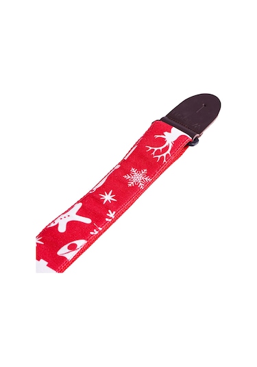 Wagon Straps Yılbaşı Temalı Gitar Askısı - Kırmızı/beyaz