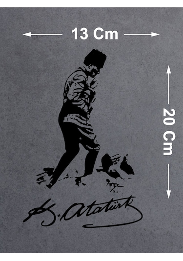 Mustafa Kemal Atatürk Kocatepe Silüet Sticker - Araba Oto Motosiklet Karavan Sticker 00617 20x13 Cm
