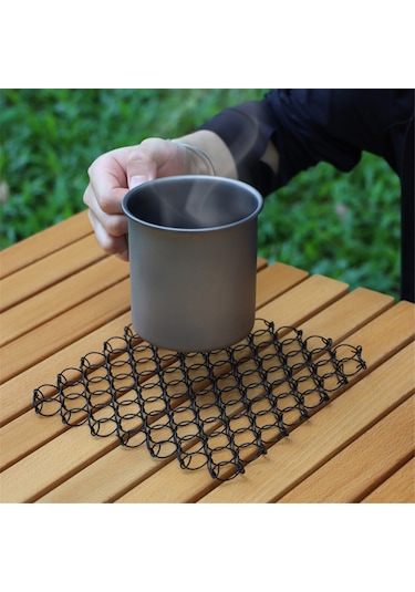 Xiaaokeji Açık Hava Kamp Yalıtım Pedi, Haşlanmaya Karşı Masa Pedi, Tencere Pedi Siyah