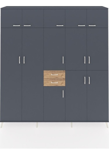 Hyperion Dolap 10 Raflı 2 Çekmeceli 3 Askılı 220x44x243 Antrasit-antrasit/çam Antrasıt/atlas Çam Hyperion Dolap 10 Raflı 2 Çekmeceli 3 Askılı 220x44x243 Antrasit-antrasit/çam Antrasıt/atlas Çam