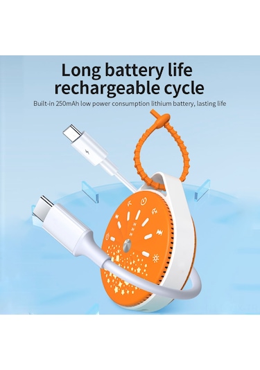 Geekyou Bebek Uyku Ruhsat Cihazı, 10 Müzikli Beyaz Gürültü, 3 Zamanlayıcı, 7 Renkli Yıldızlı Gece Lambası, Şarjlı Pil Turuncu Turuncu