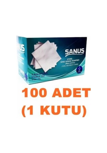 Sanus Sanipack Nonwoven Steril Gazlı Bez Kompres 7.5 x 7.5 CM 100 Adet