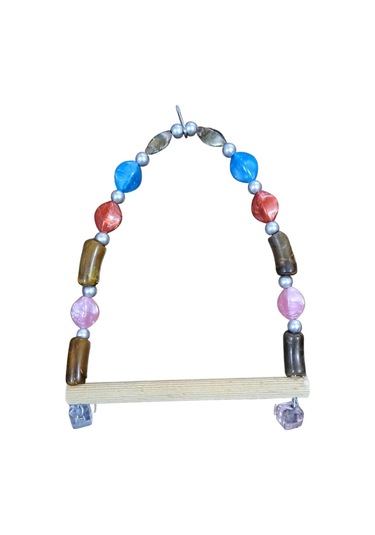 Boncuklu Kafes Kuşu Salıncağı Büyük Boy 17x15 Cm