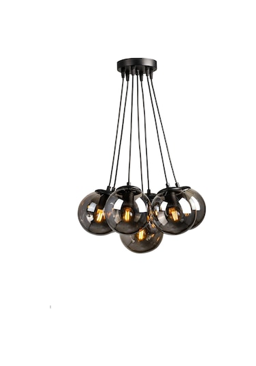 Begüsa Malta 7 Li Avize Siyah Füme Cam Siyah - Füme