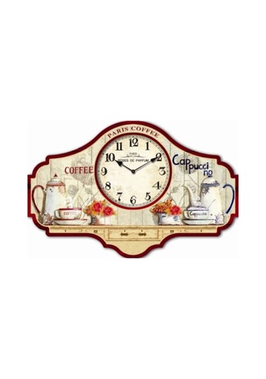 AHŞAP SAATLER › Saatler-MB KAHVE TEMALI DUVAR SAATİ-40*26*3,5 CM Ahşap