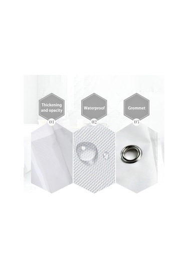 Tenfowee Beyaz Kalın Poliester Banyo Perdesi - Su Geçirmez Mantar Koruyucu 120x180 Cm 8 İğne İle Set Beyaz