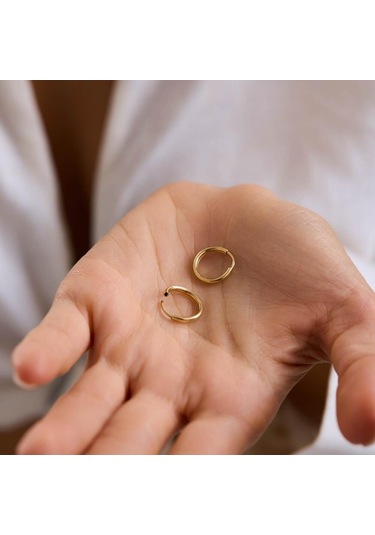 14k Altın Halka Küpe 1,2 Mm 1.2 Cm Gizli Kilit T14305 Renkli