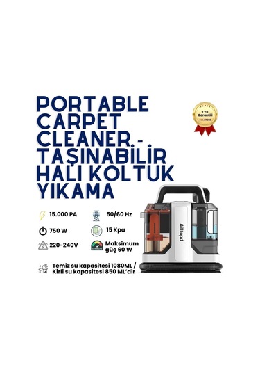 Portable Carpet Cleaner, Halı Koltuk Yıkama Makinesi, Güçlü Leke Çıkarıcı, Derinlemesine Temizlik Ve Vakumlu Su Çekme Özellikli Profesyonel Temizlik Cihazı-1130