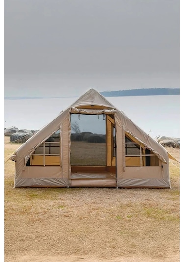 Onetick 4 Mevsim Şişme 2 Kapılı Kamp Çadırı - 6 Kişilik - 300 x 210 CM - Bej