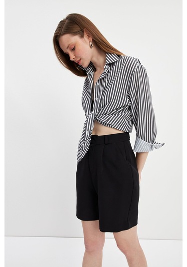 Stella Pulvis Siyah Oversize Çizgili Gömlek Siyah