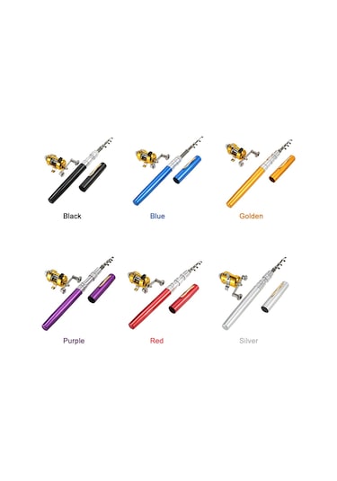 Folinda Mini Mavi Balıkçılık Seti: Aluminyum Çelik Kamış + Makine + İp + Yem Kutusu - Taşınabilir 99cm Uzunluklı