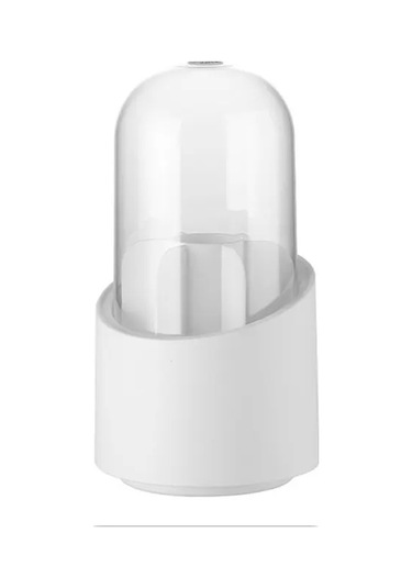 Sones Qy7155 Makyaj Fırçaları İçin Şeffaf Döndürülebilir Toz Geçirmez Saklama Kovası Beyaz