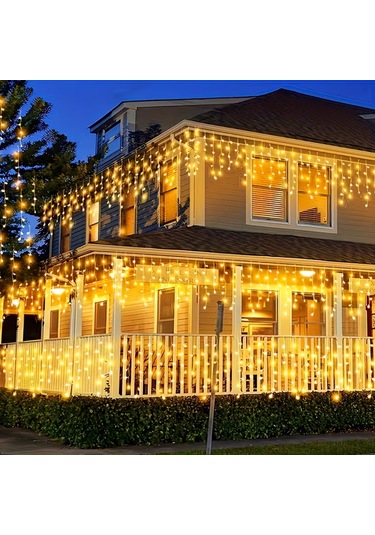 Upway 8 Modlu Saçaklı 96 Led - Ev Balkon Bahçe Parti Sınıf Dekoratif Aydınlatma Sarı