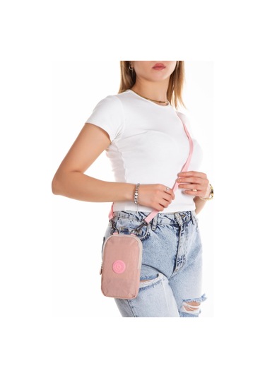 Newish Polo Suya Dayanıklı Krinkıl Kumaş Pudra Kadın Çapraz Omuz Ve Bel Çantası - Kadın Pudra