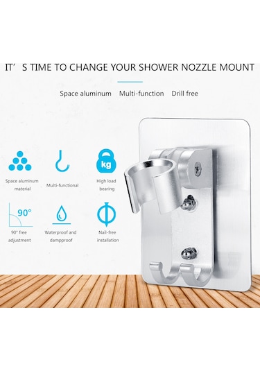 Banyo Yapışkan Ayarlanabilir Duvara Monte Duş Tutucu